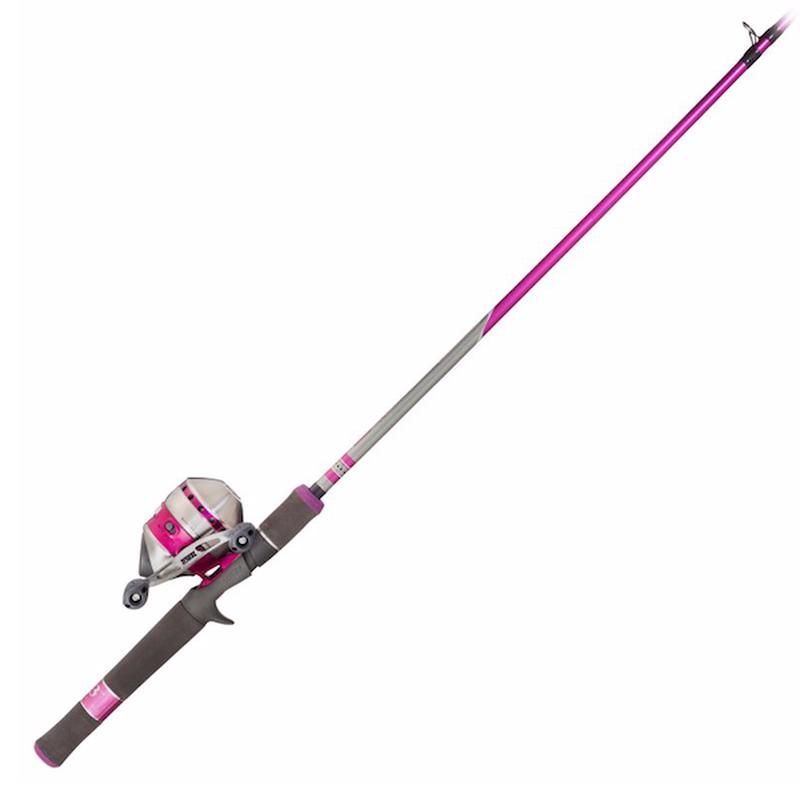 Zebco 33 Lady Spincast Combo, 6 ft Medium 2-Piece Fiberglass Rod, QuickSet Anti-Reverse, Pink  21-39236