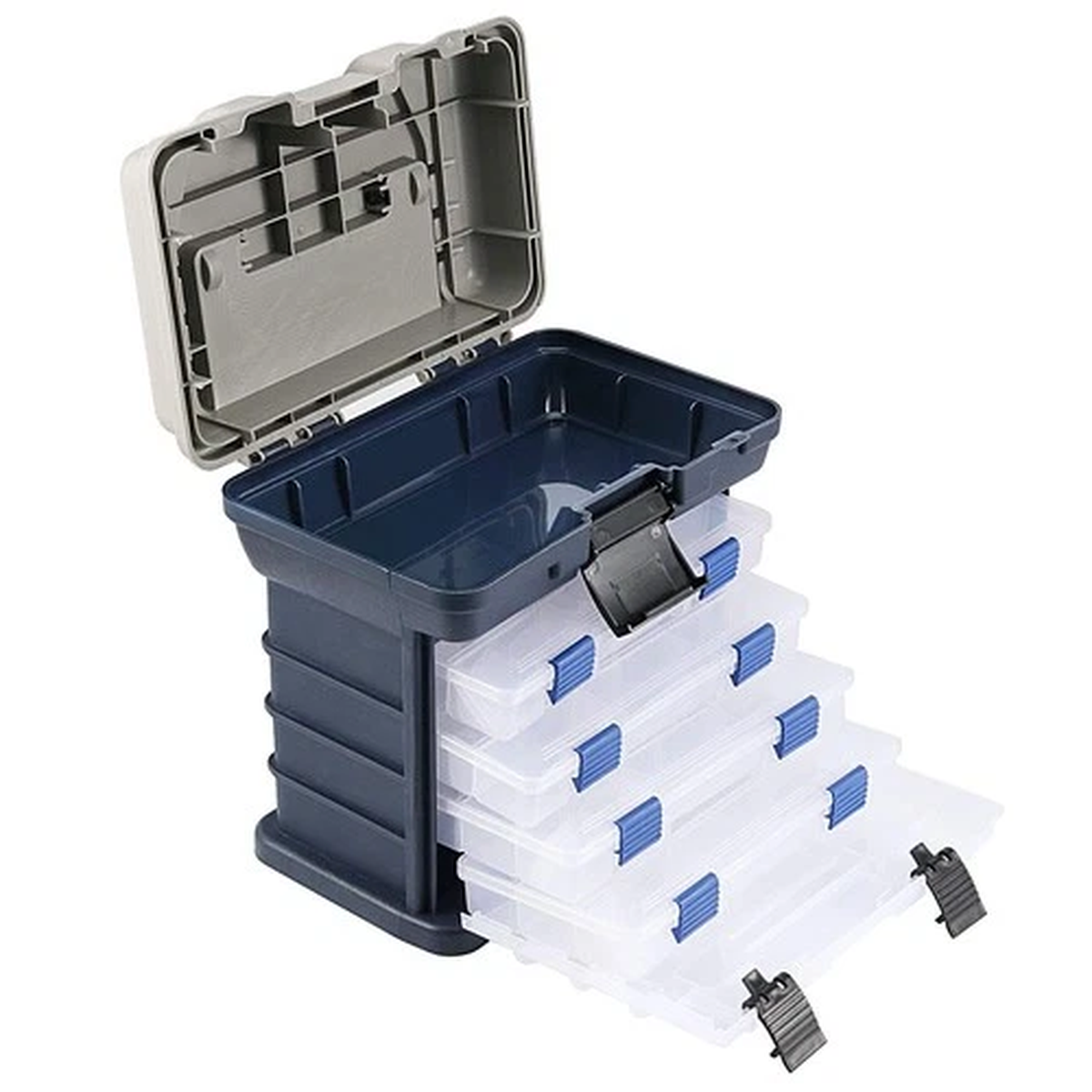 ZOENHOU 4 Layers Fishing Tackle Box, 10 x 6.7 x 9.8 Inch Portable Tackle Stuf...