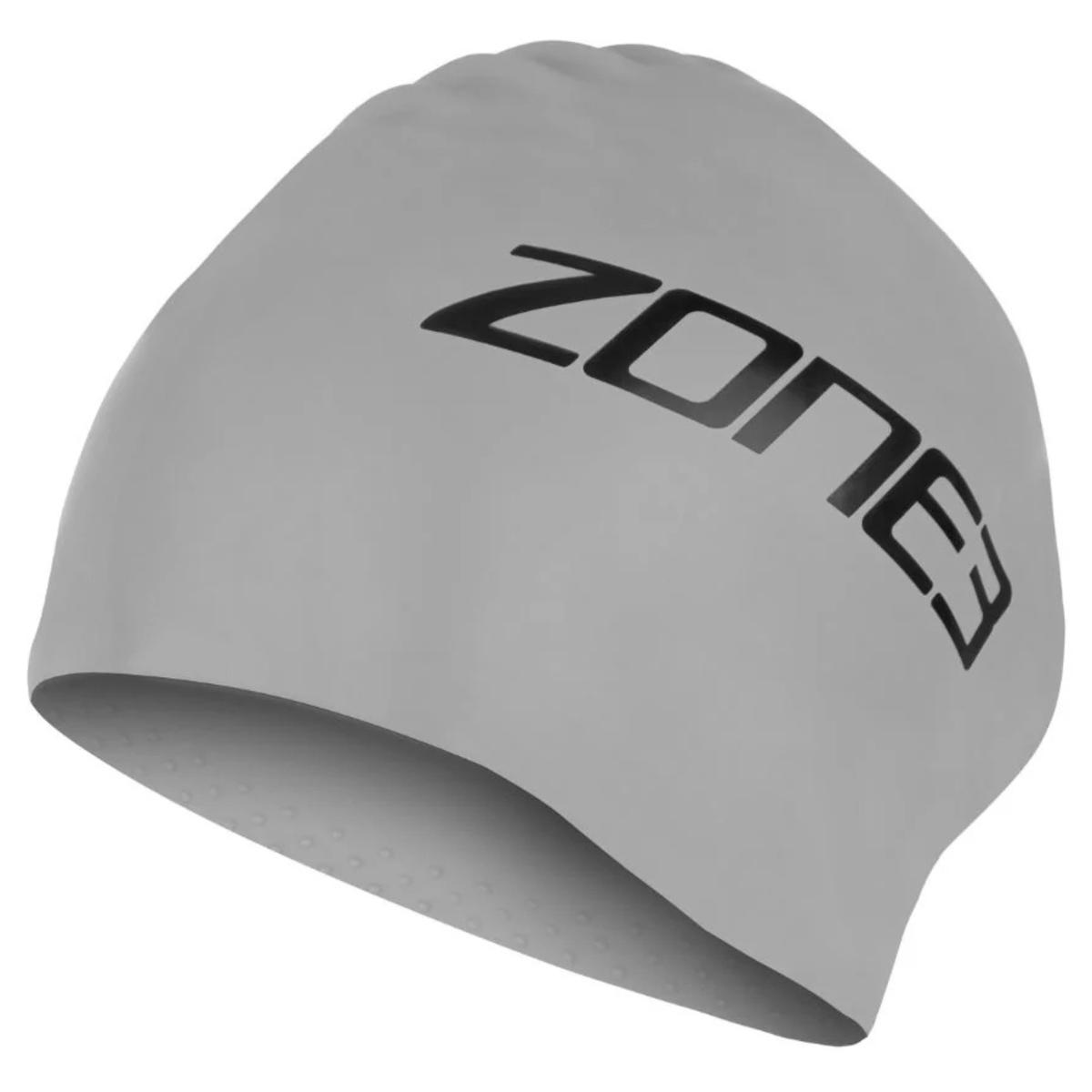 Zone 3 Unisex Extra Long Hair Silicone Swim Cap (Silver)
